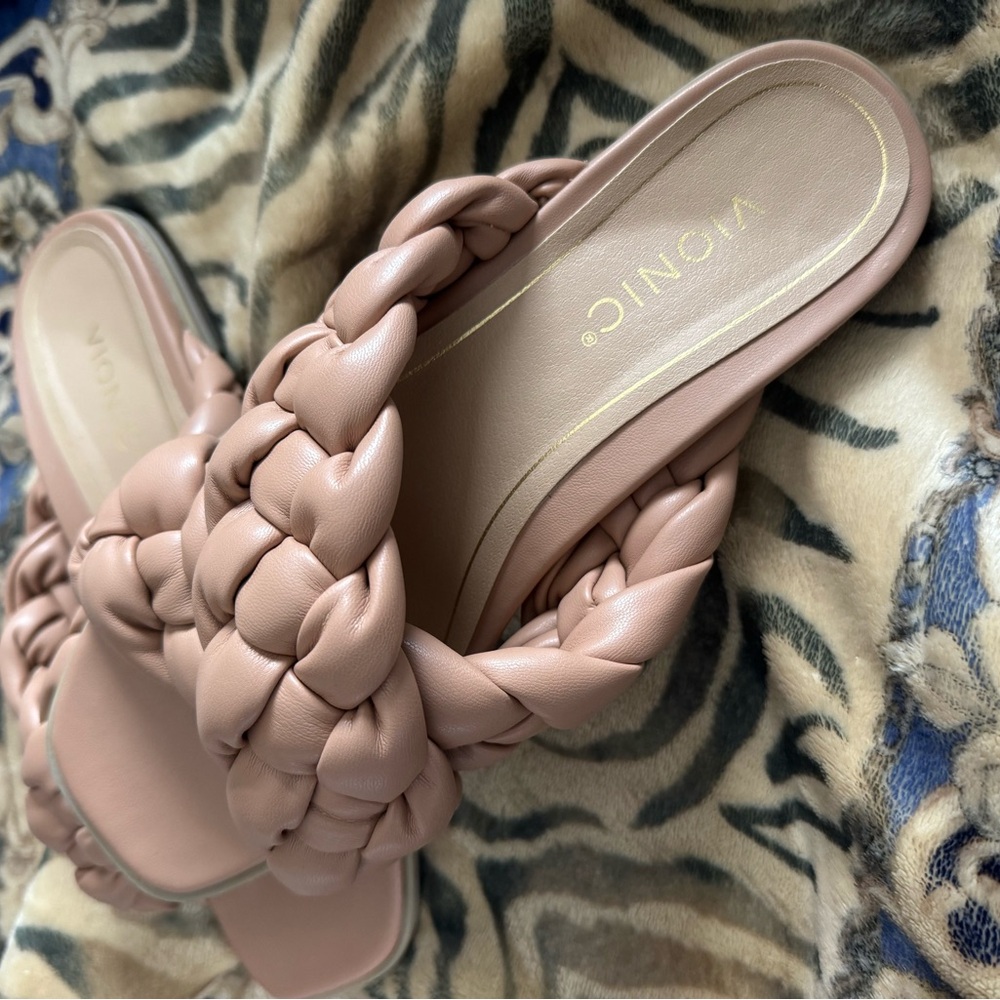 Vionic, Brand New! Vionic nude Braided Sandals with Cushioned Footbed